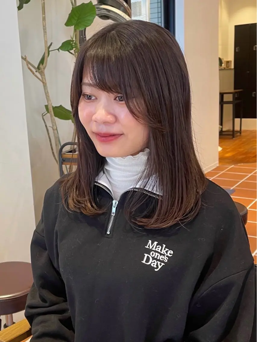 セミロング カラー トリートメント まるた ゆうな /メンズカットのヘアスタイル