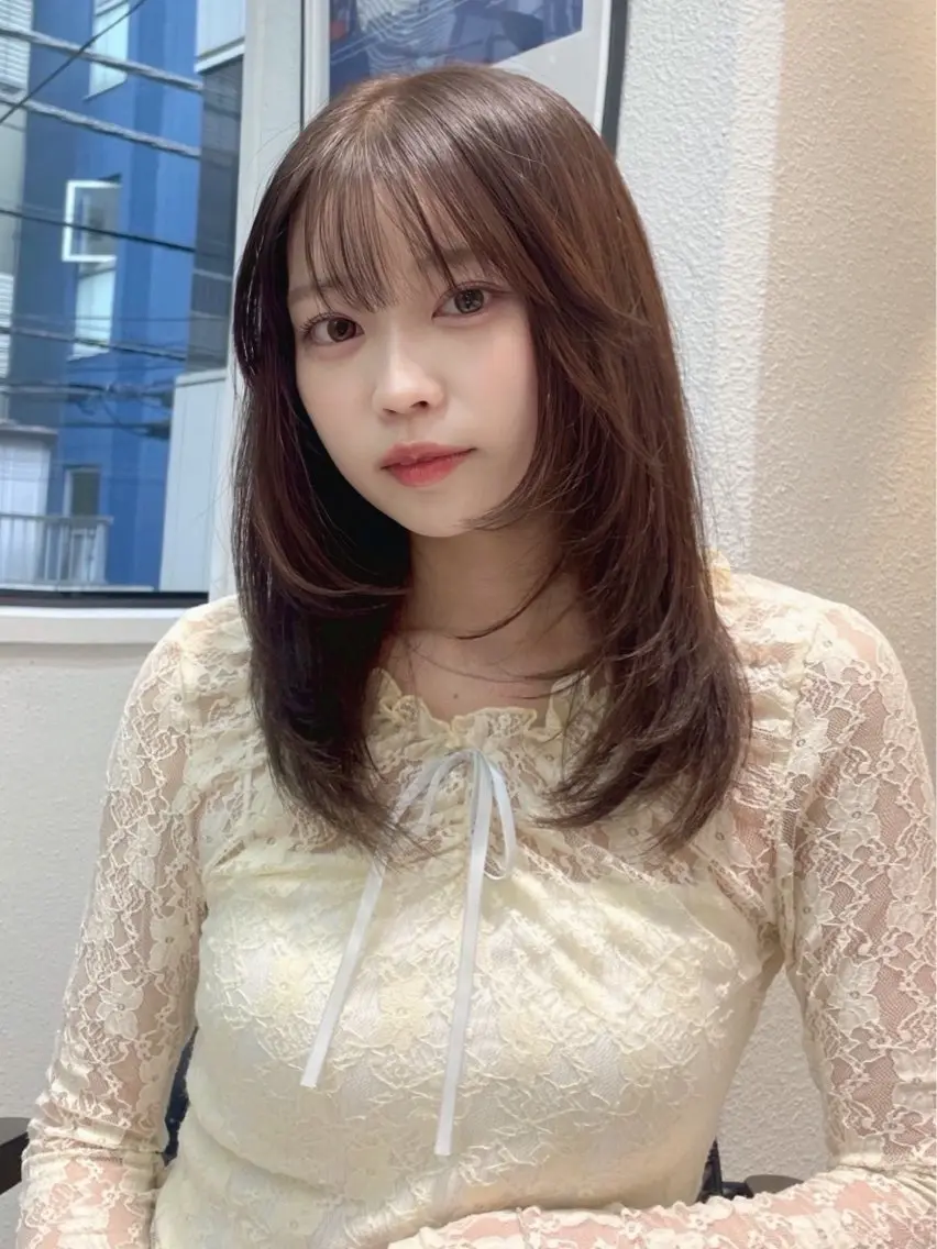 ミディアム カラー 🎀ブリーチなしカラ ー🎀韓国ヘアのヘアスタイル