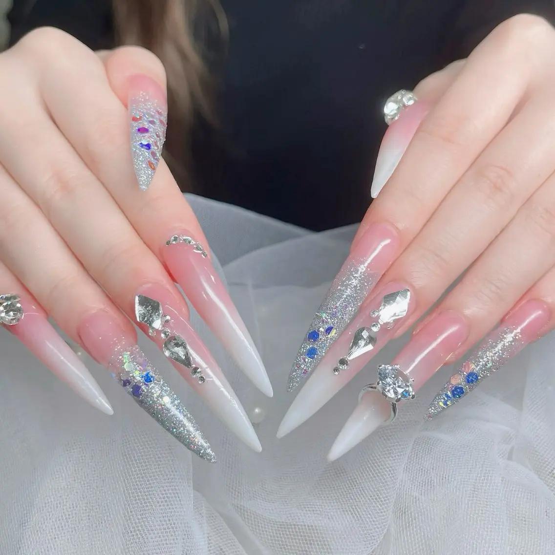 ネイル フットネイル フレンチネイル グラデーション 韓国ネイル ロングネイル ハンドネイル Hani Nail Salonのネイルデザイン