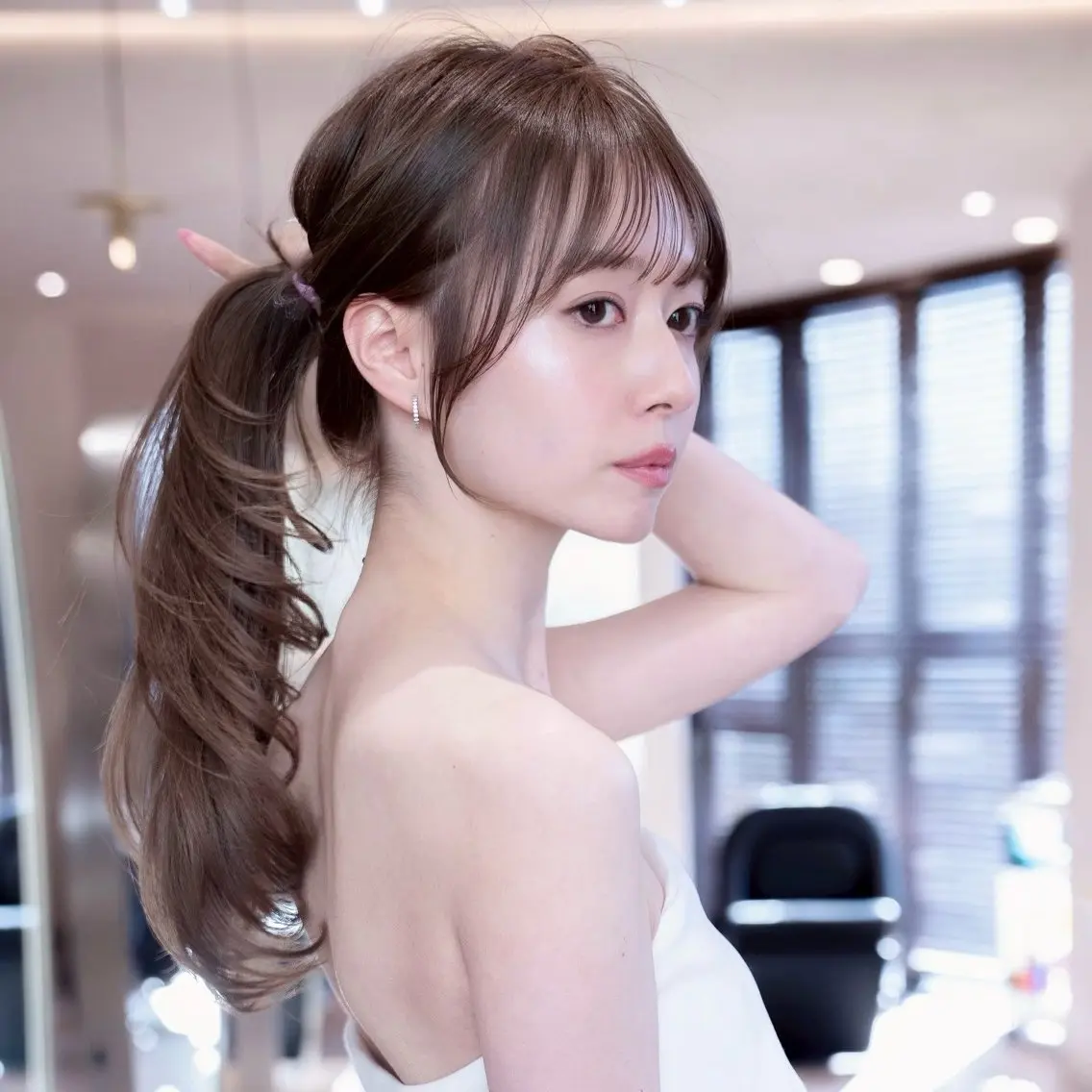 ロング 顔周りカット ハッシュカット 髪質改善 レイヤーカット ブリーチカラー/渋谷 /髪質改善/shinのヘアスタイル