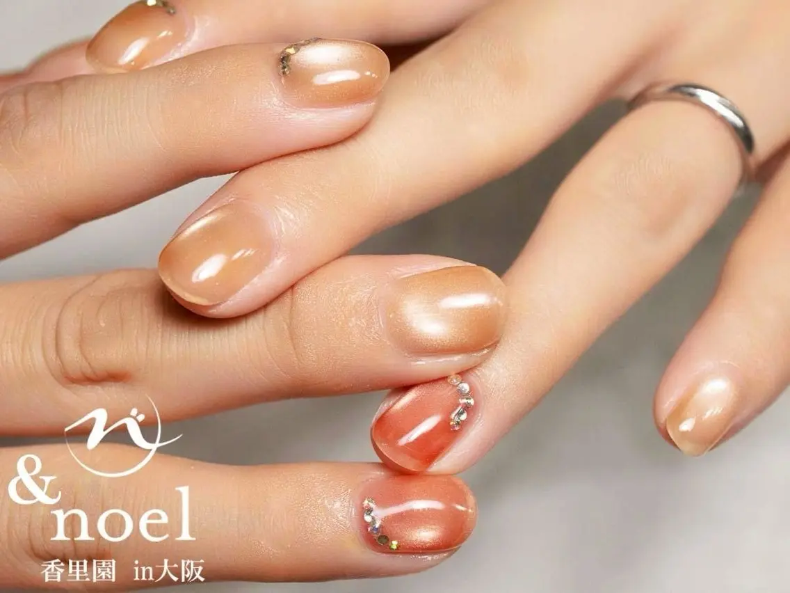 ネイル ブラウン マグネットネイル ハンドネイル Nailsalon ＆Noelのネイルデザイン