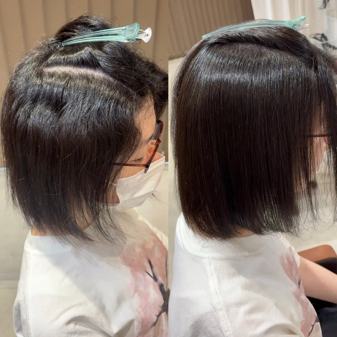ショート カット 縮毛矯正 トリートメント レイヤーカット/髪質 改善/ダブルカラーのヘアスタイル