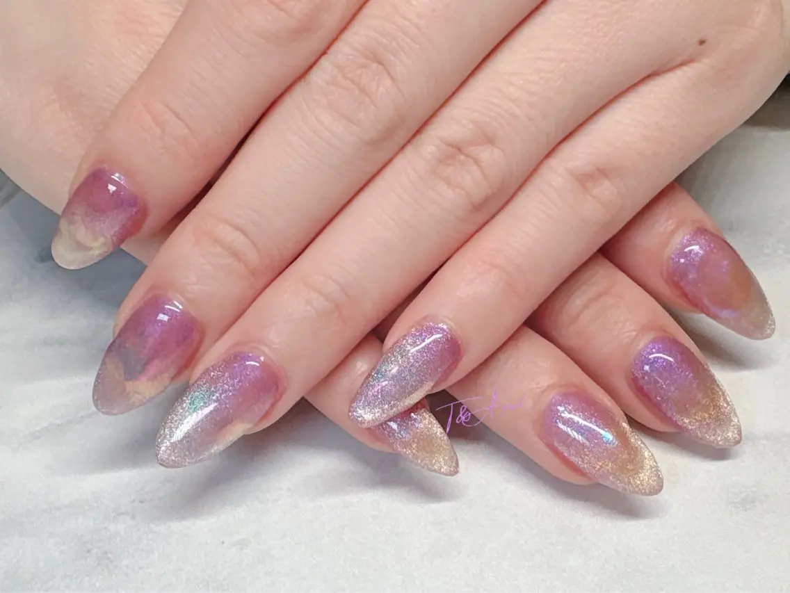 ネイル 長さ出し ジェルネイル マグネットネイル スカルプネイル T&A nailのネイルデザイン
