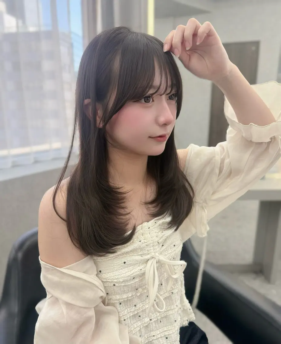 ロング カラー 韓国風ヘア レイヤーカット カット ヘアカラー トリートメント レイヤーカット /顔周り/和奏︎♪のヘアスタイル