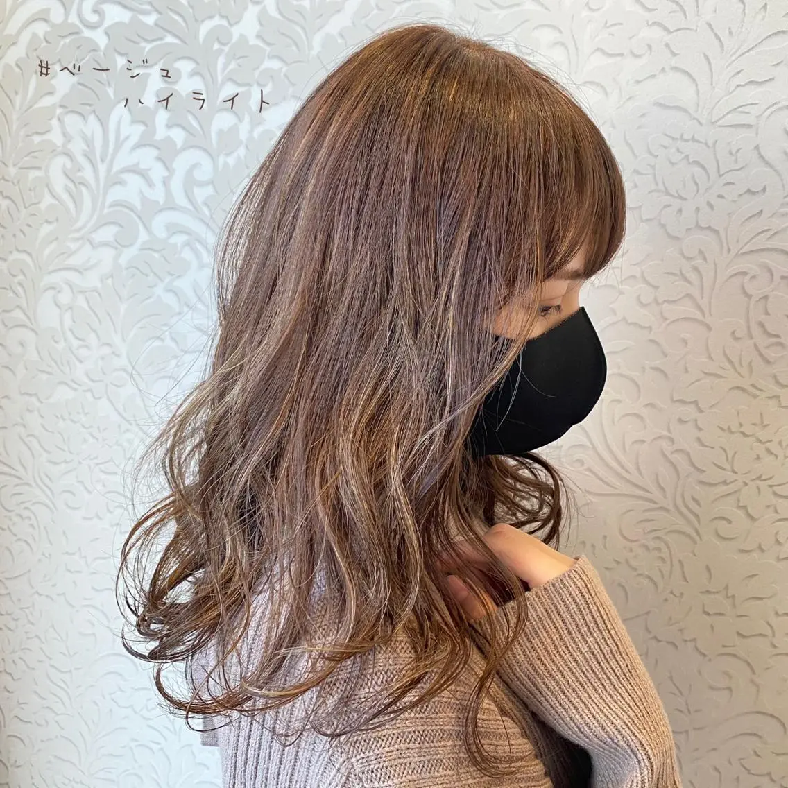 セミロング カラー ベージュカラー ハイライトカラー ハイライト 顔周りカット/透明感 カラー🤍大塚蛍のヘアスタイル