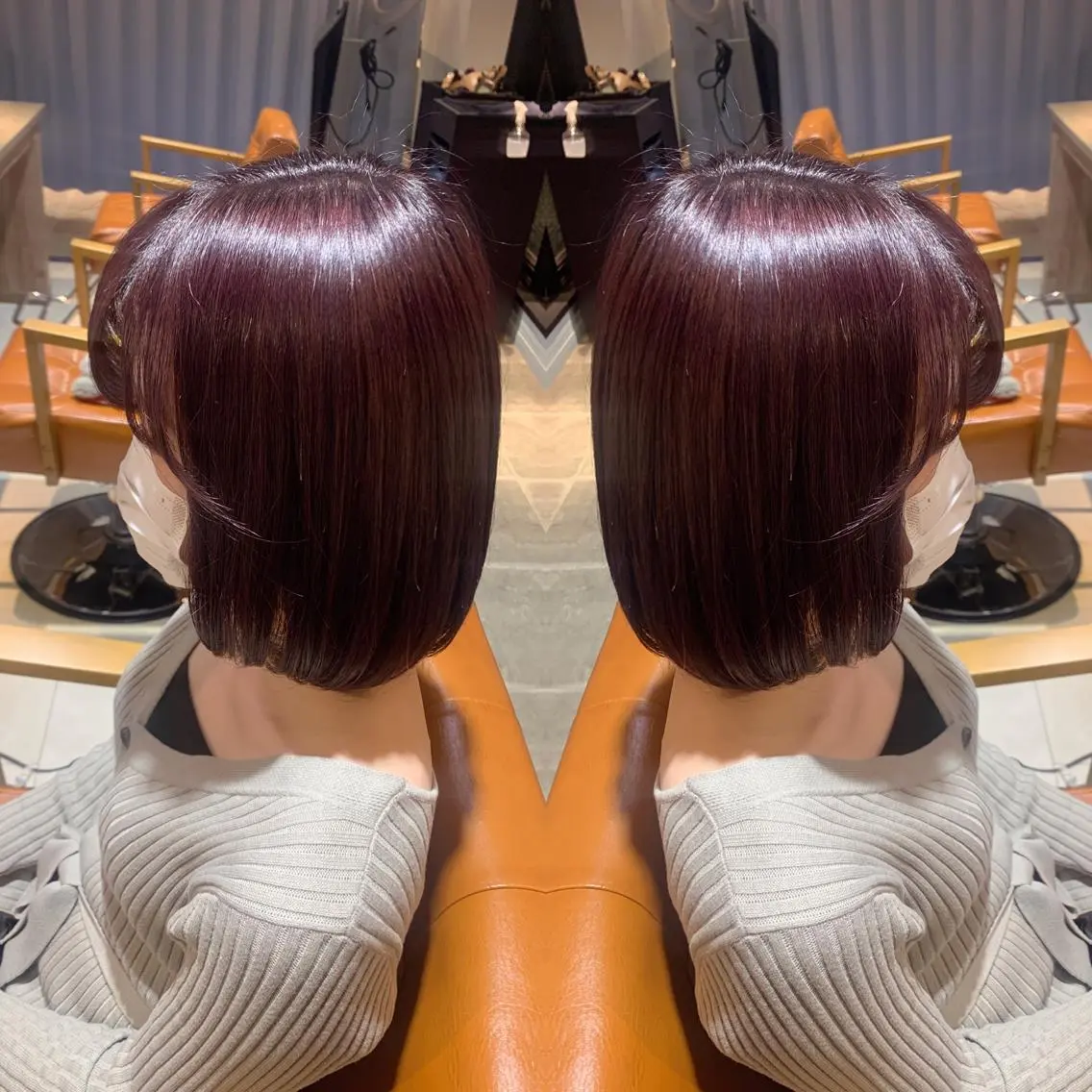 ショート カラー ピンクカラー ピンクパープル パープルカラー 韓国🇰🇷 ✂︎hair 内田愛のヘアスタイル