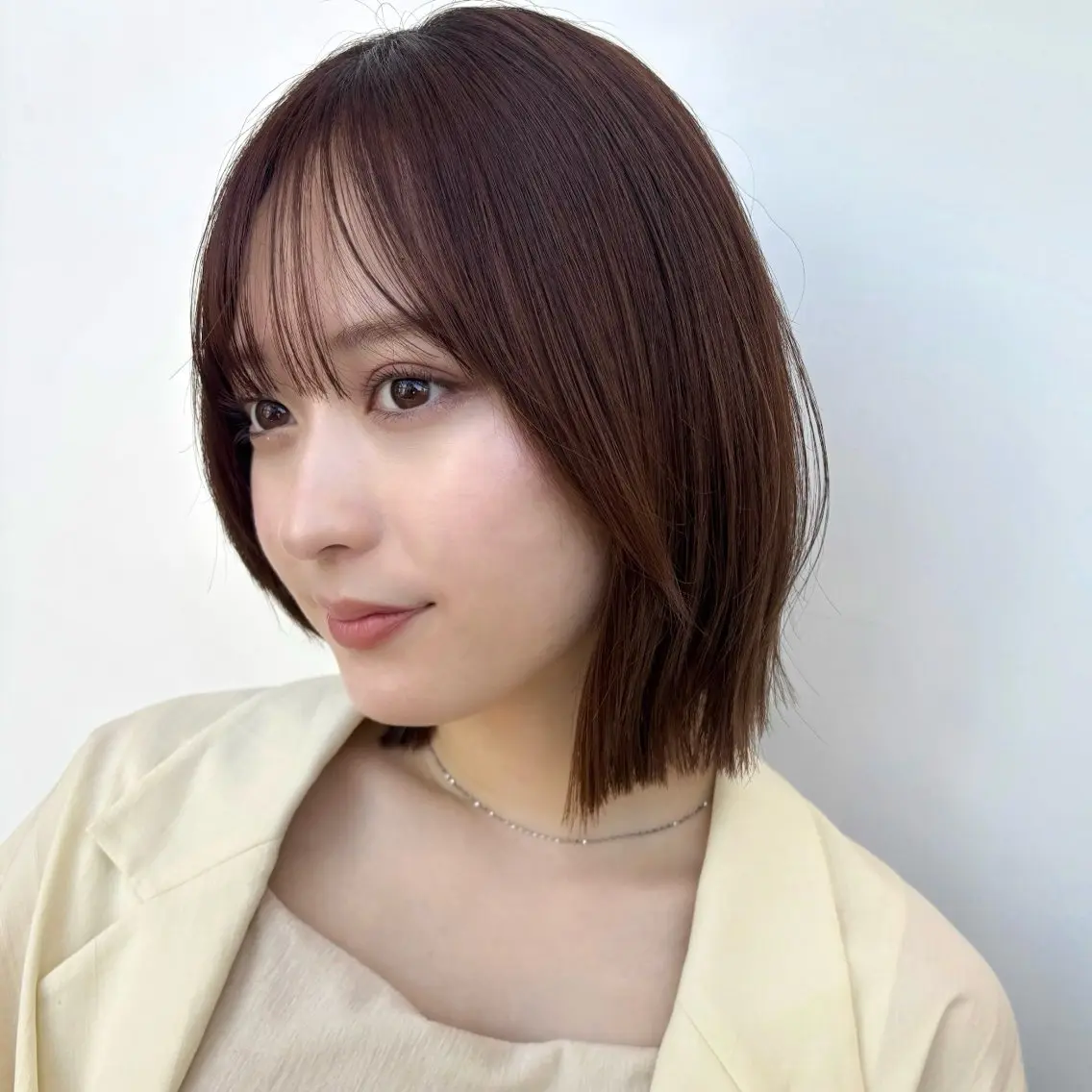 ショート カラー ブラウンカラー シースルーバング カット ヘアカラー トリートメント 顔まわり🥨レイヤー /透明感/水口舞奈のヘアスタイル
