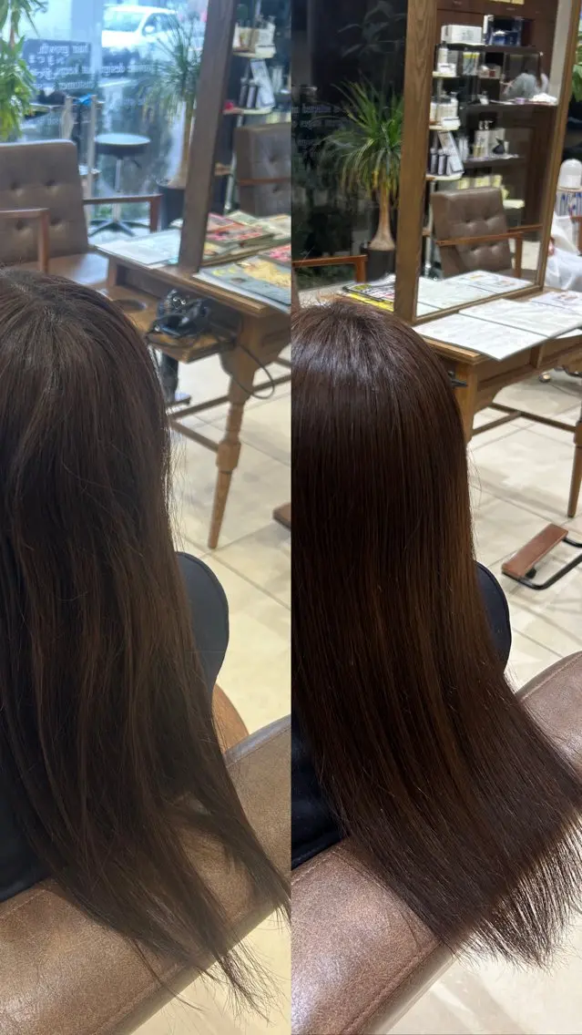 セミロング 縮毛矯正 トリートメント Sae/クロスパーマ /盛れる顔周りのヘアスタイル