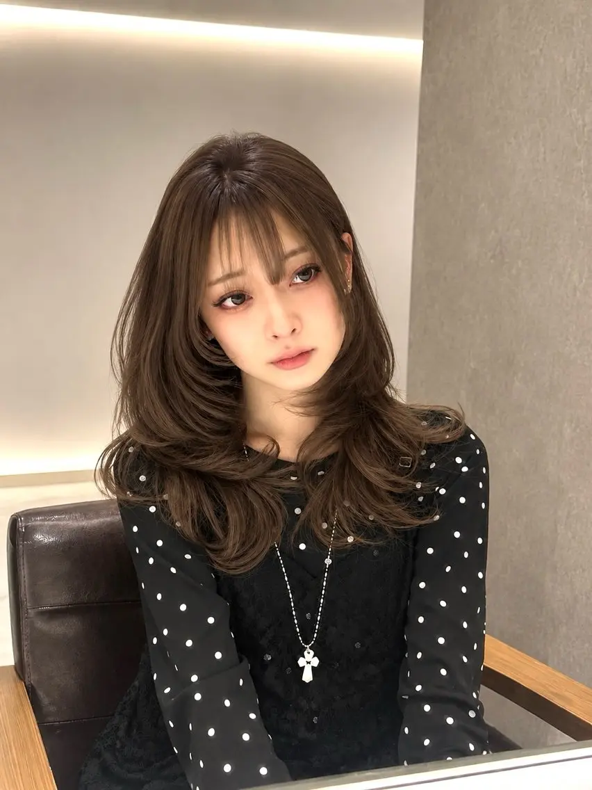 セミロング 小顔カット トリートメント ヘアカラー 大人色気レイヤー/ 大阪梅田/ユズ🎀のヘアスタイル