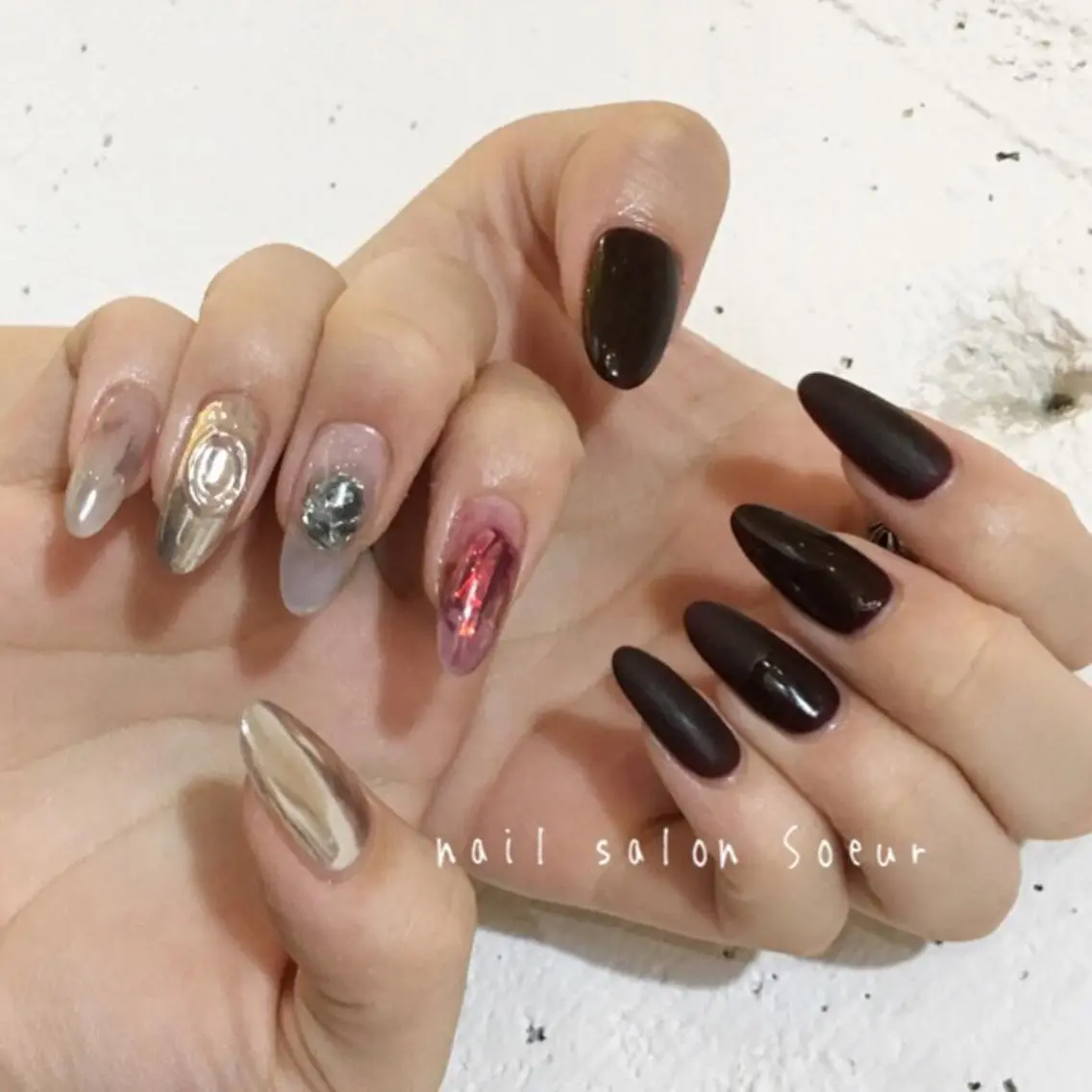 ネイル 長さ出し マットネイル 持ち込み ニュアンスネイル ワンカラーネイル ハンドネイル nail salon Soeurのネイルデザイン