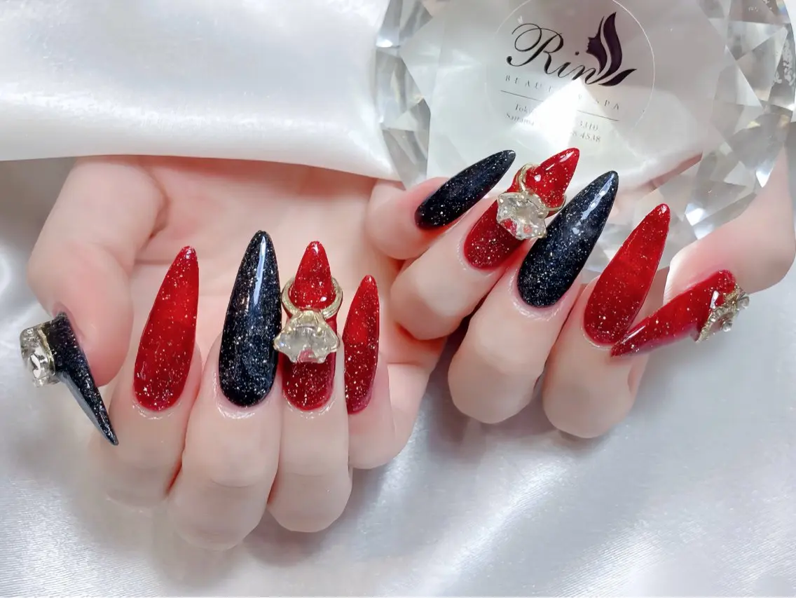 ネイル ブルー ジェルネイル ガーリー グラデーション グリーン ハンドネイル Rin Nail 新大久保店のネイルデザイン