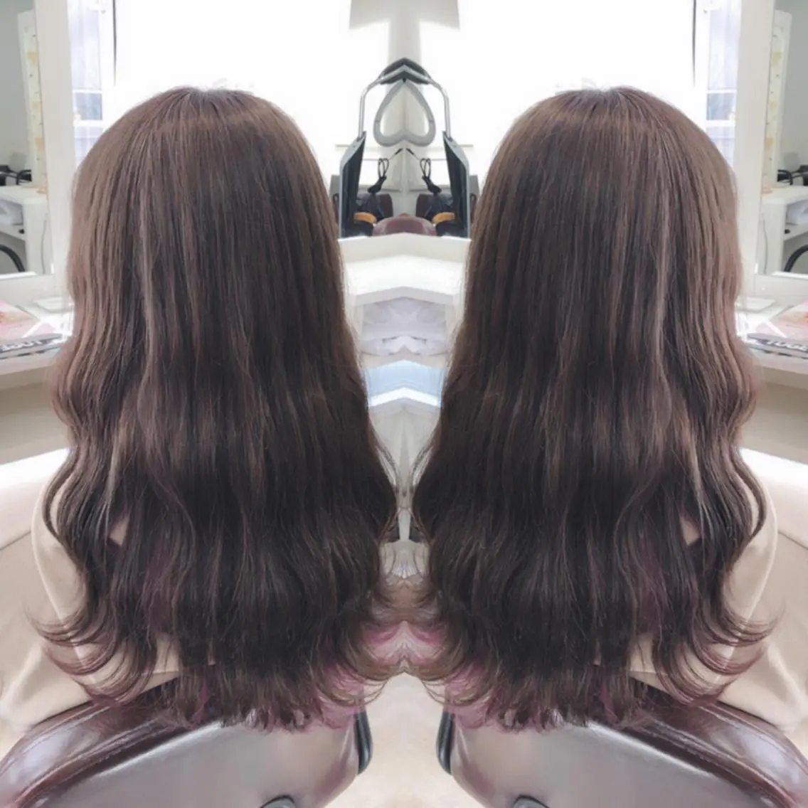 ロング カラー ブラウンカラー 透明感カラー ダブルカラー モカブラウン ピンクカラー ヘアカラー トリートメント ヘアセット 韓国ヘア🤍髪質改善 🇰🇷AKANEのヘアスタイル