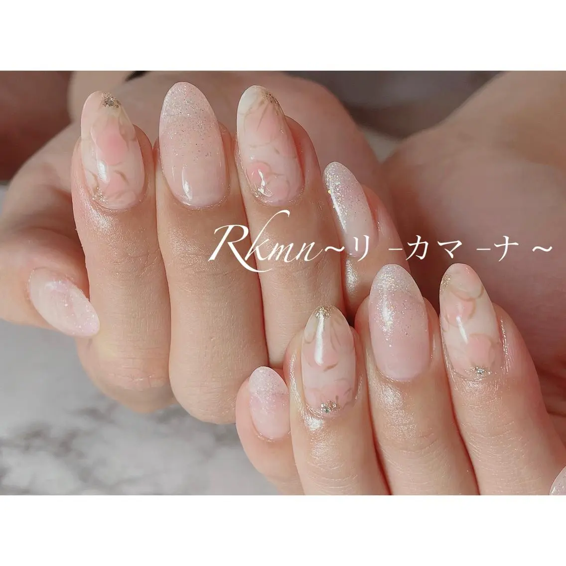 ネイル アートネイル フラワーネイル グラデーション ラメ(グリッター) 春ネイル ハンドネイル フットネイル ハンドケア Rkmn ~リ-カマ-ナ~のネイルデザイン