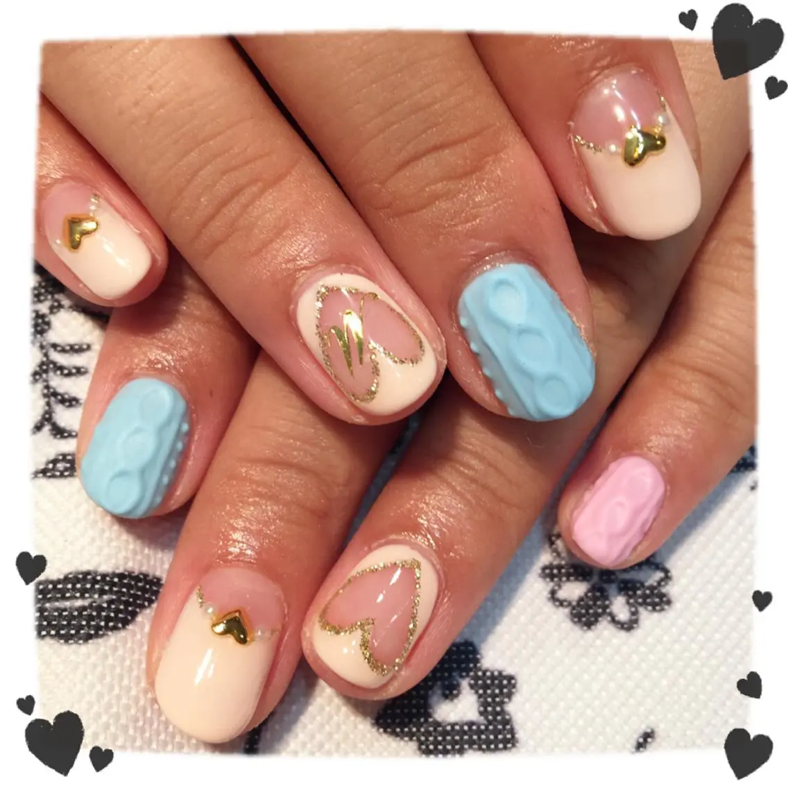 ネイル ハート パステルネイル W KUMIのネイルデザイン