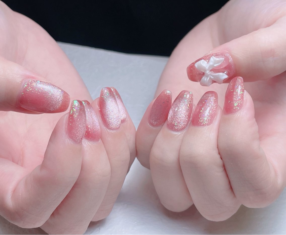 ネイル ボルドー ブラウン チークネイル 長さ出し フレンチネイル ハンドネイル MEO NAIL 中野①のネイルデザイン