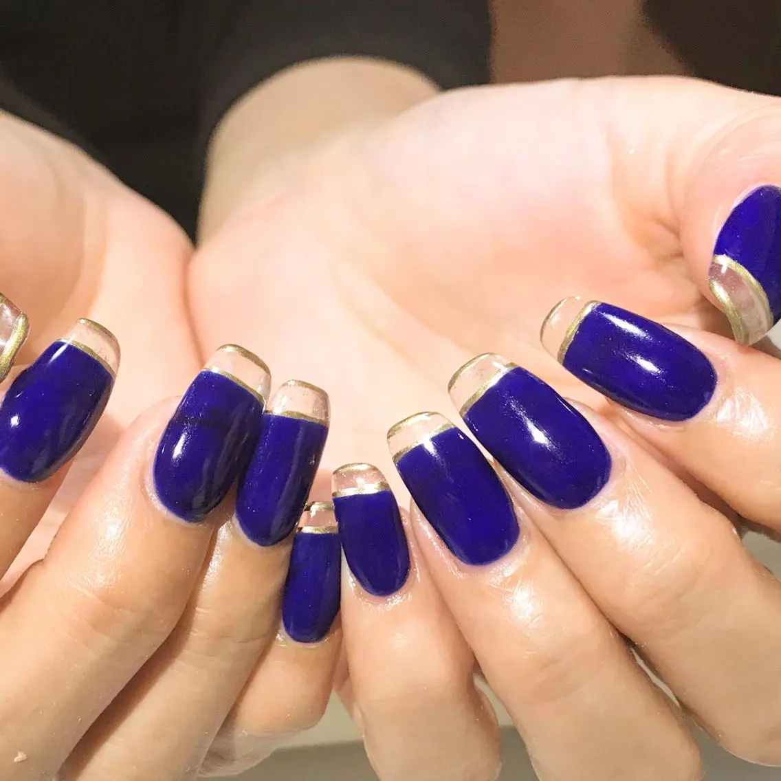 ネイル ブルー クリアネイル フットネイル ジェルネイル ゴールド nail fufla ♡yamane♡のネイルデザイン