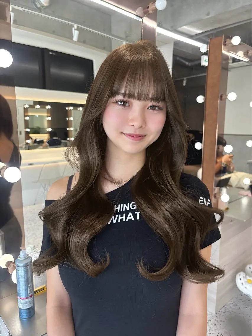 ロング カラー ベージュカラー ブリーチ 透明感カラー ダブルカラー ヘーゼル ヘアカラー 🍒ブリーチなしカラ ー/Sakura🍒のヘアスタイル
