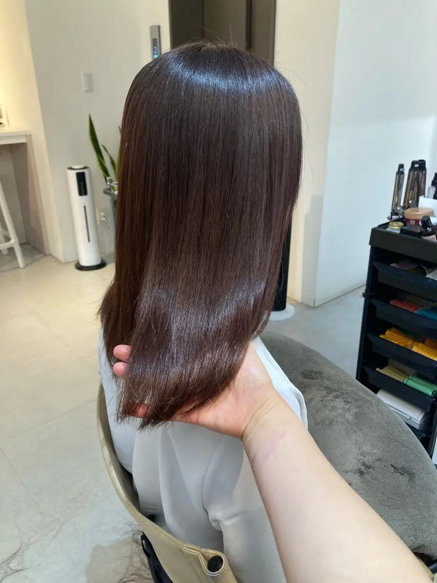 ミディアム カット ヘアカラー トリートメント ✨色持ちの良い艶 カラー✨蟹江真世のヘアスタイル