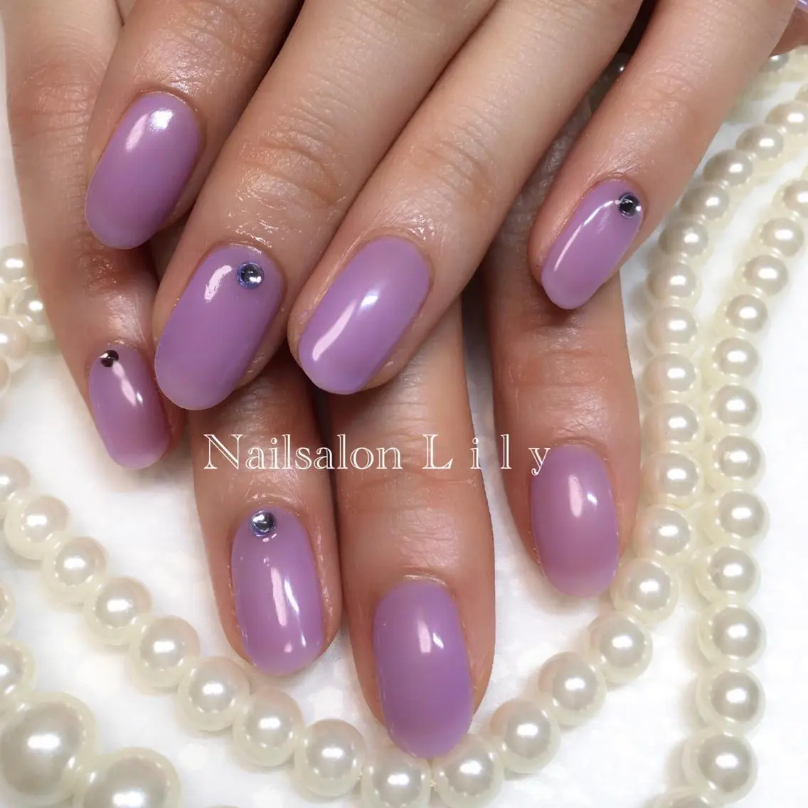 ネイル クリアネイル パープル Lily*nail 🌻Mii🌻のネイルデザイン
