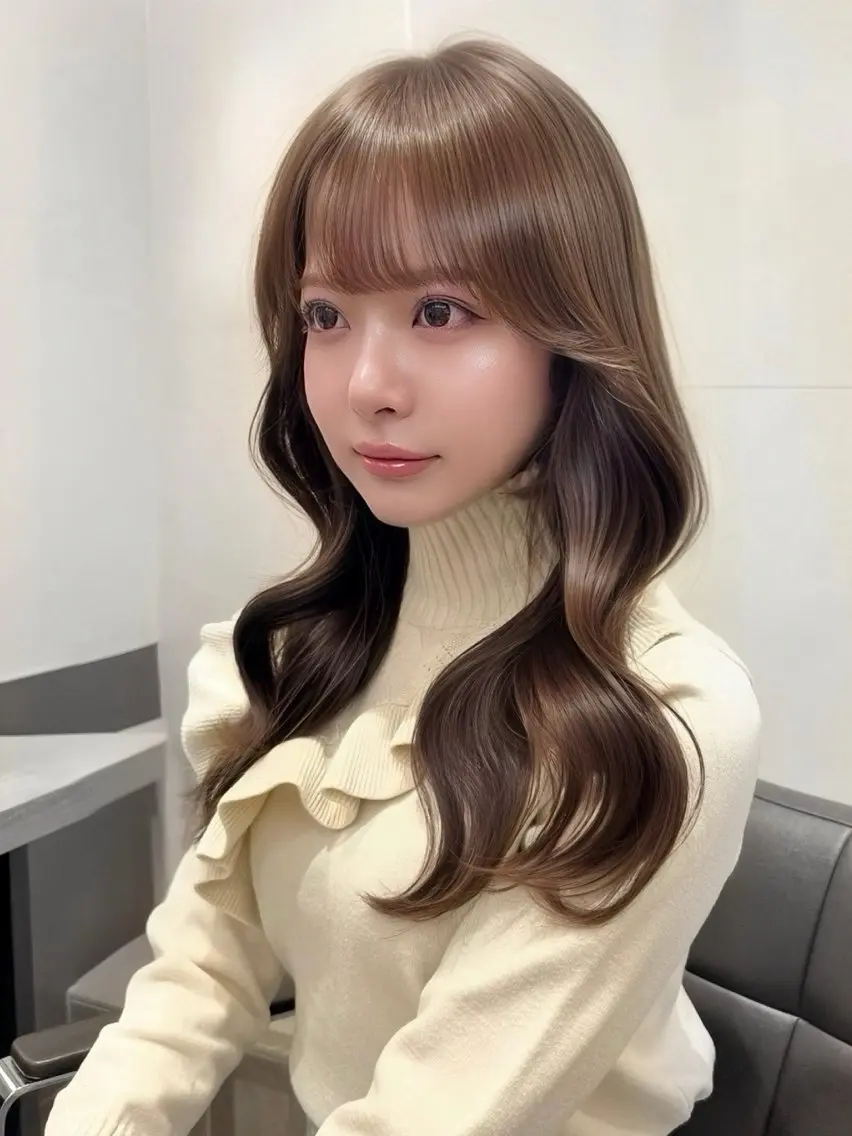 ロング カラー ベージュカラー ブリーチ ブラウンカラー 透明感カラー ダブルカラー ヘアカラー トリートメント 髪質改善×透明感カラ ー/新宿/SHOKIのヘアスタイル