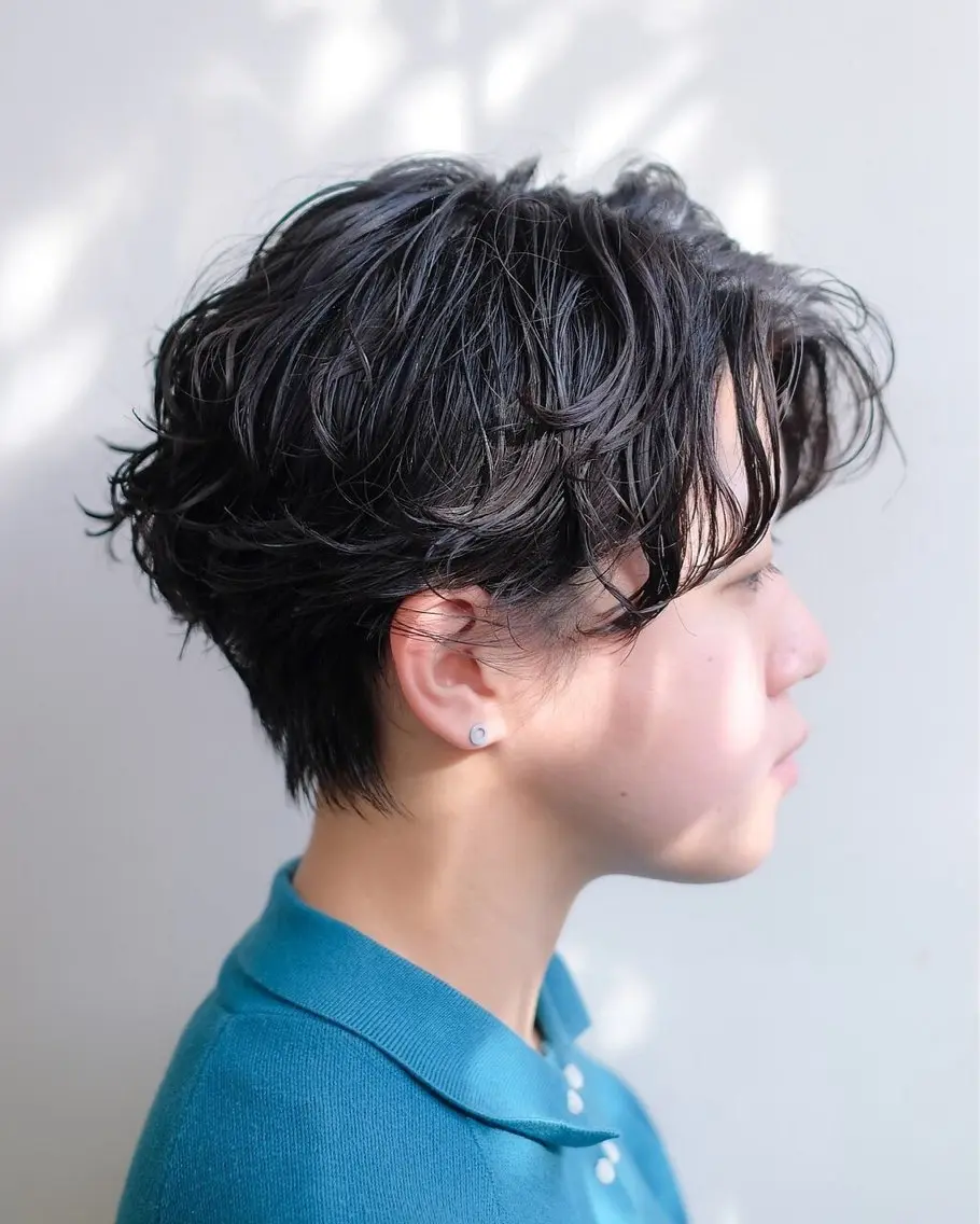 ショート パーマ ハンサムショート ショートヘア 間瀬玲央 ルプラボウ メンズ／ショートのヘアスタイル