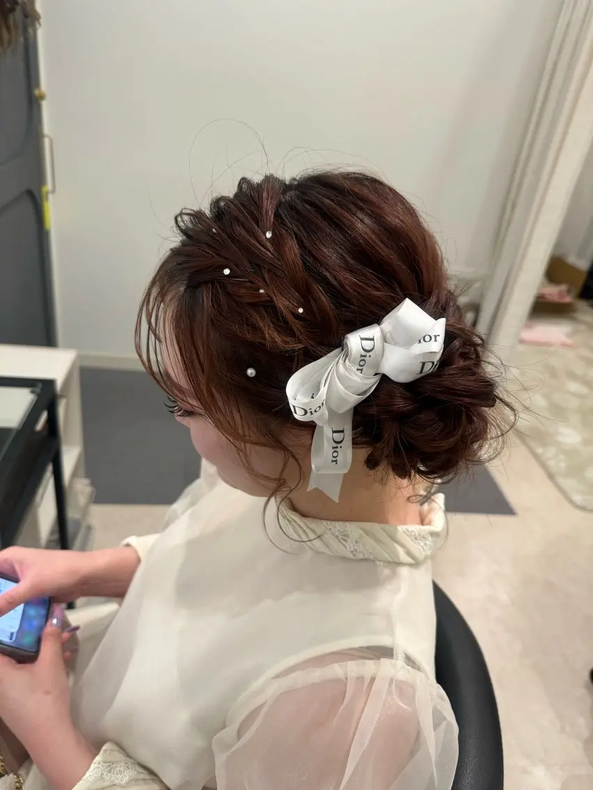 ミディアム ヘアアレンジ ヘアセット Mikazuki オーナーTeradaのマツエク・マツパデザイン