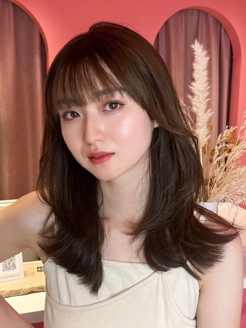 ロング カラー カット トリートメント 山崎/ボブ縮毛矯正 レイヤー髪質改善のヘアスタイル
