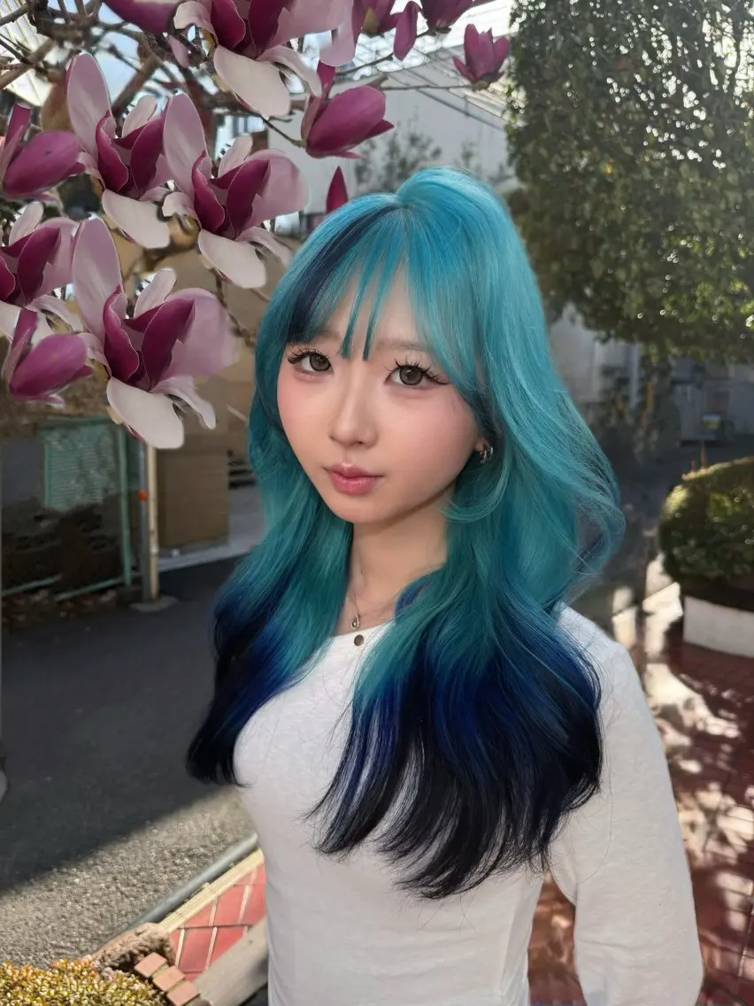 ロング カラー ヘアカラー トリートメント ヘアセット HARUNA/原宿/ デザイン/カットのヘアスタイル