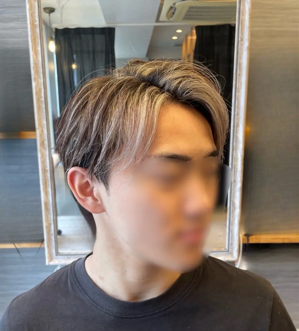ショート カラー メンズ メンズバレイヤージュ メンズブリーチ バレイヤージュ ブリーチ 顔周りカット カット ヘアカラー トリートメント ヘアセット 🌟30代~50代の お客様も大歓迎/竹井のヘアスタイル