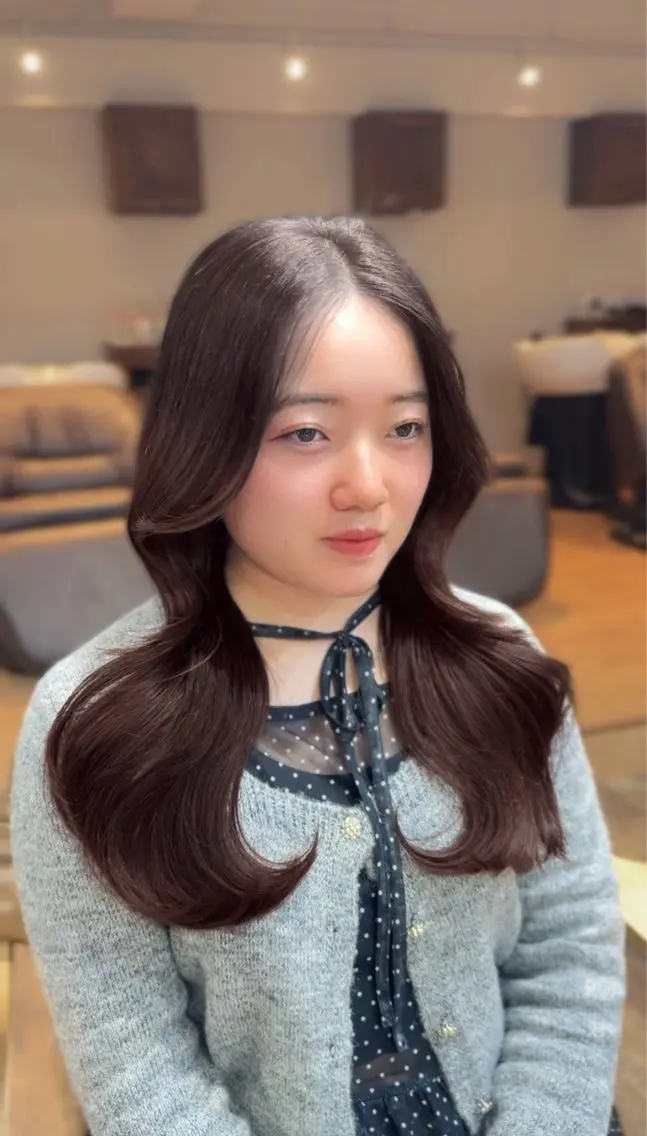 ロング カラー カット ヘアカラー トリートメント honoka/レイヤ ー/艶感カラー/韓国のヘアスタイル