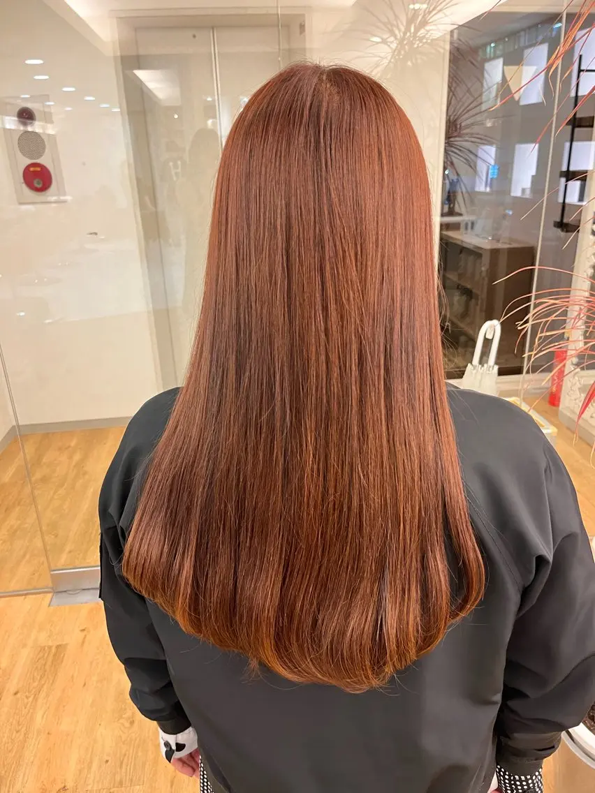 ロング カラー ブリーチ ダブルカラー ブリーチなしカラー オレンジ un.le.pont ルカ  🎨のヘアスタイル