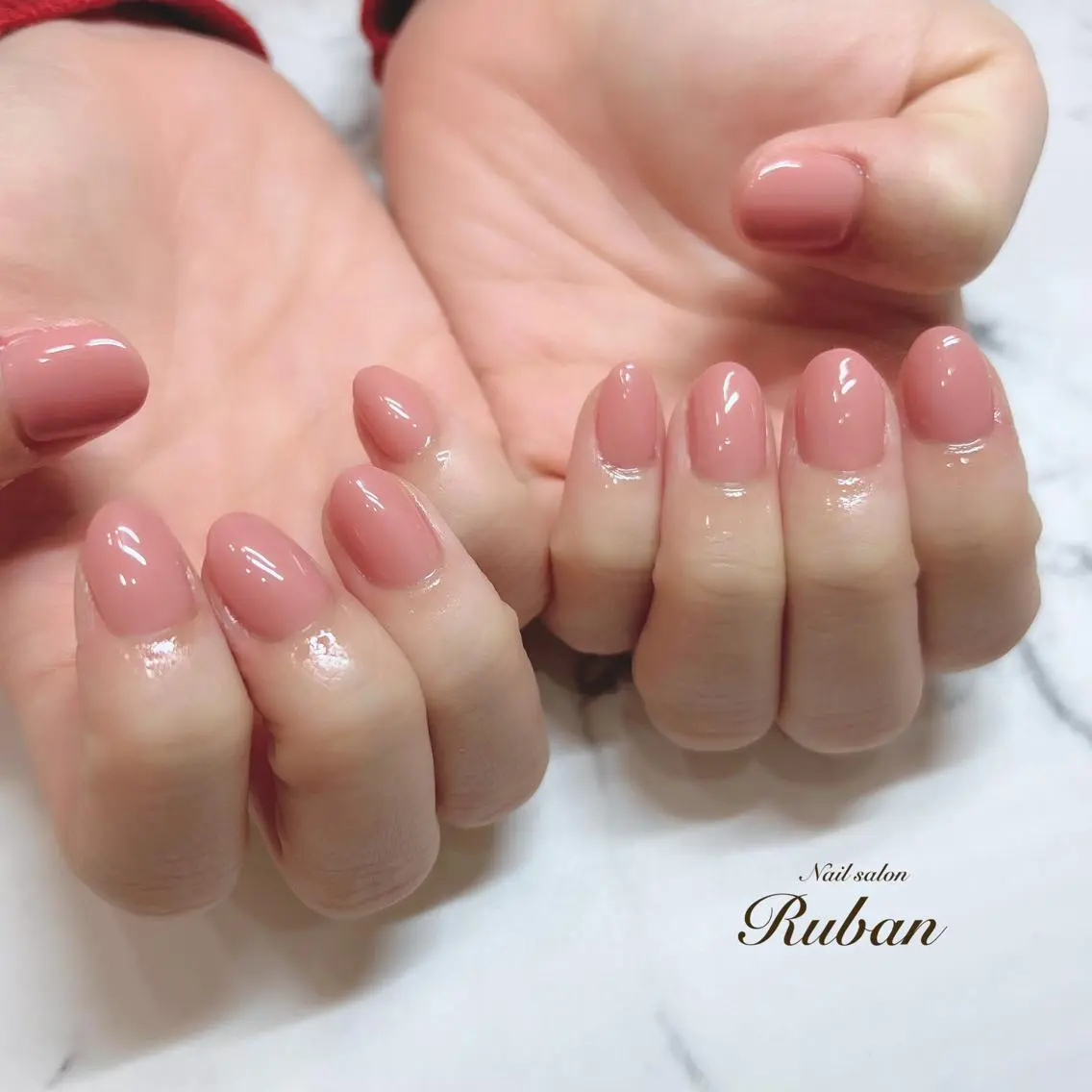 ネイル ワンカラーネイル ピンク ピンクベージュ Nail salon Rubanのネイルデザイン