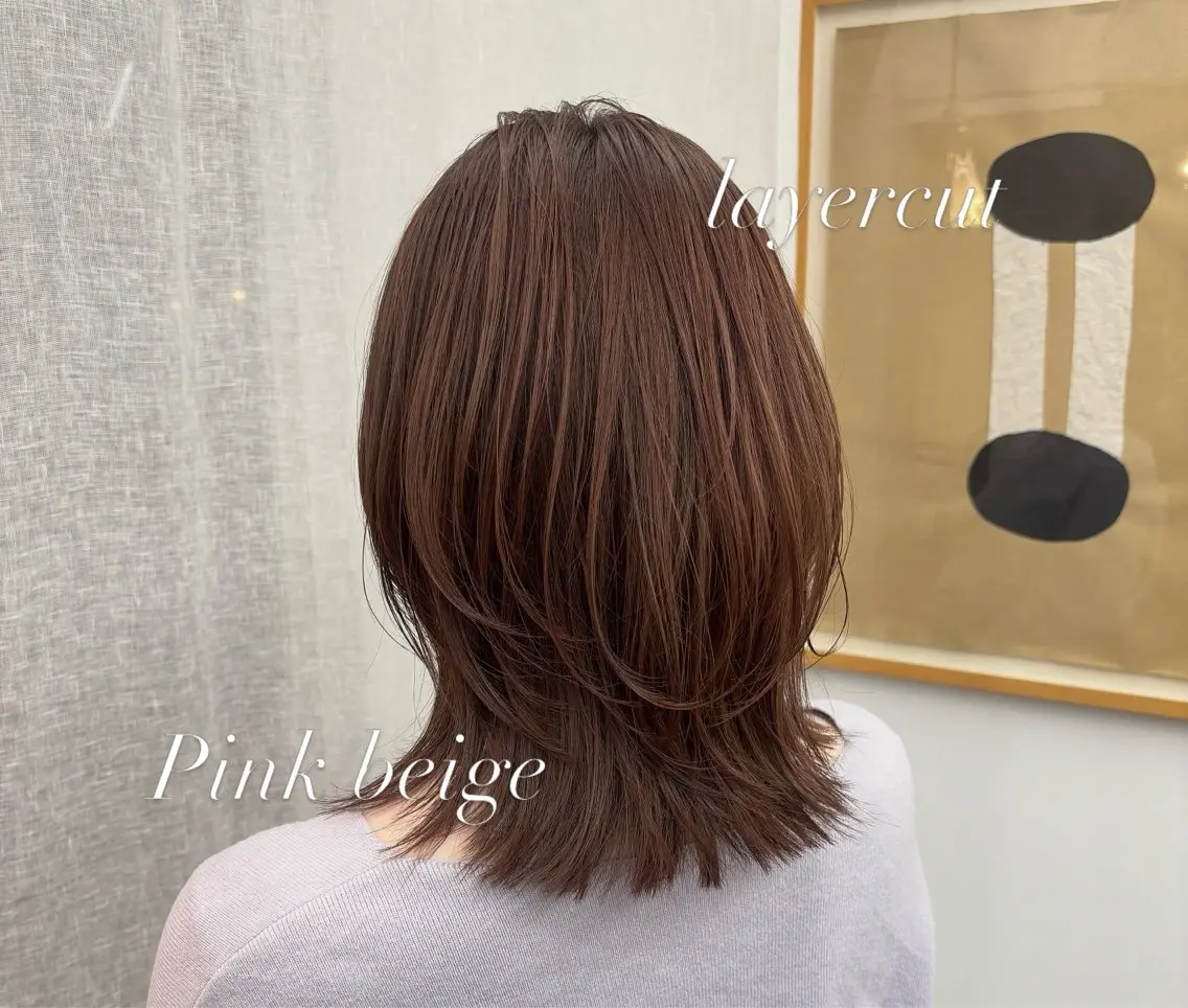ミディアム カラー カット ヘアカラー 【ヤマザキアヤメ】 艶カラー/縮毛矯正のヘアスタイル