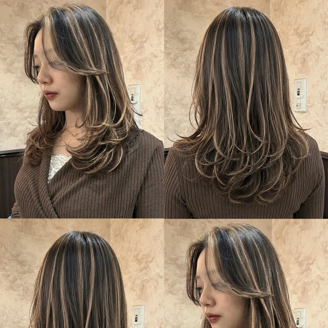 セミロング カラー カット ヘアカラー トリートメント 🍒ハイレイヤー🍒 海外ヘア🍒Momoのヘアスタイル
