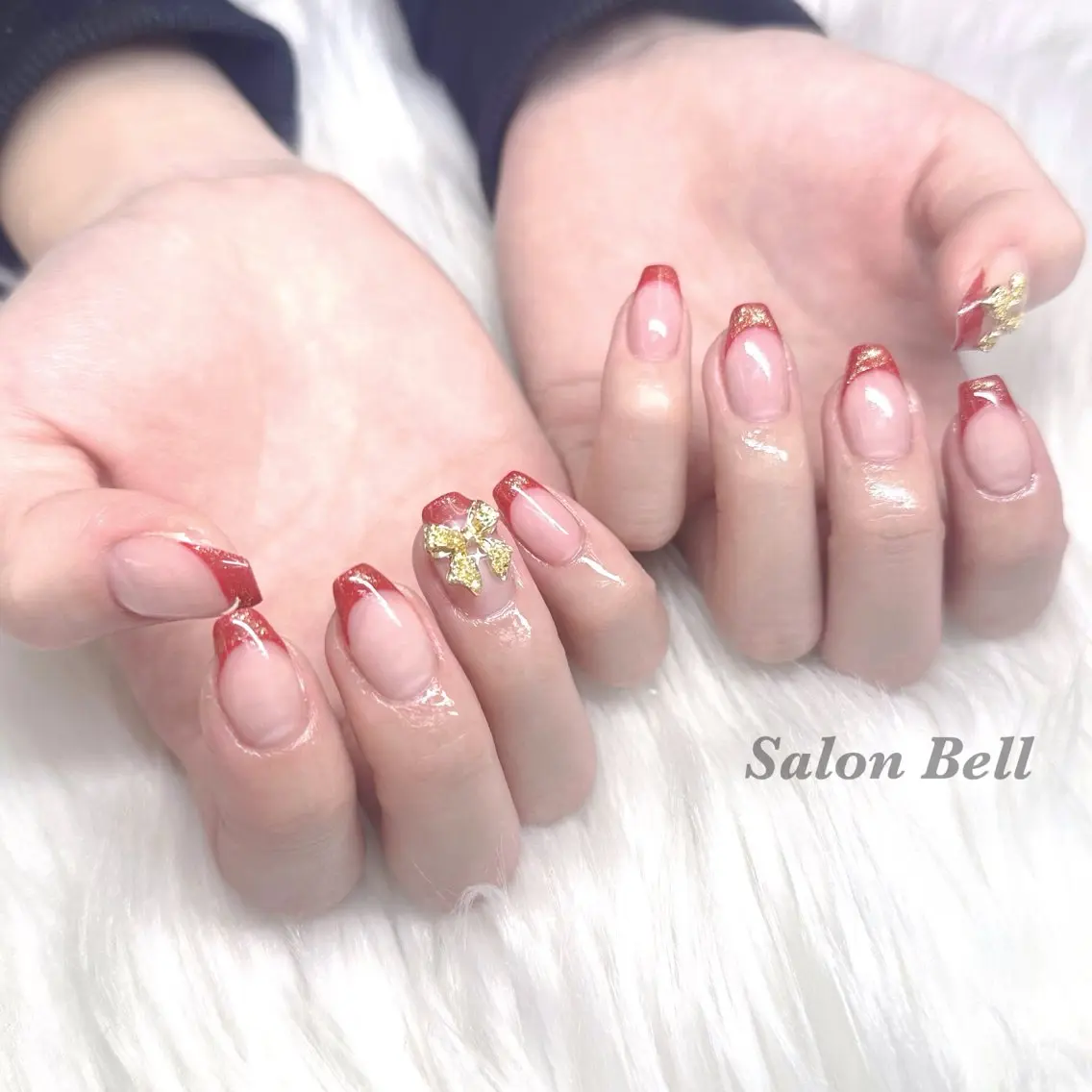 ネイル フレンチネイル リボン ハンドネイル Totalsalon Bell木村𝜗𝜚のネイルデザイン