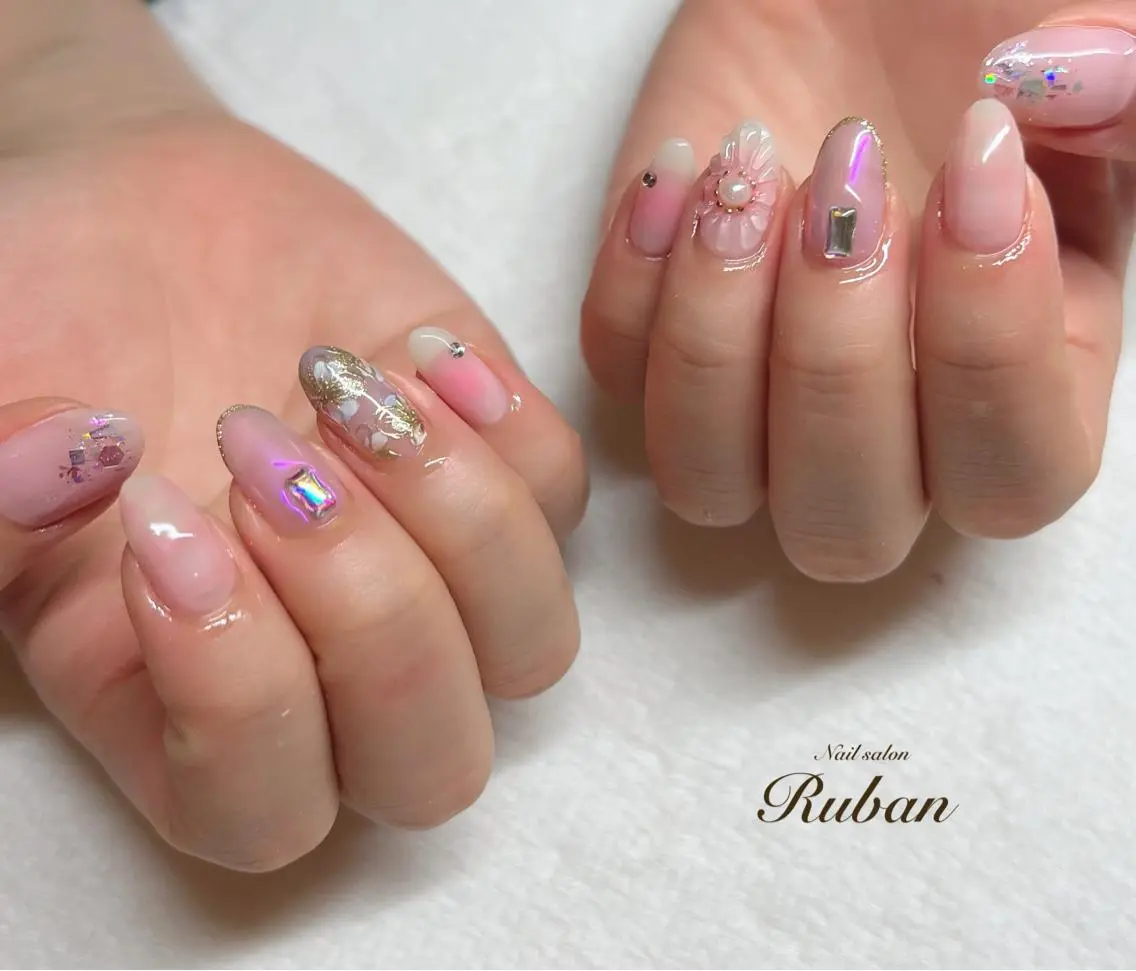 ネイル フラワーネイル 持ち込み Nail salon Rubanのネイルデザイン