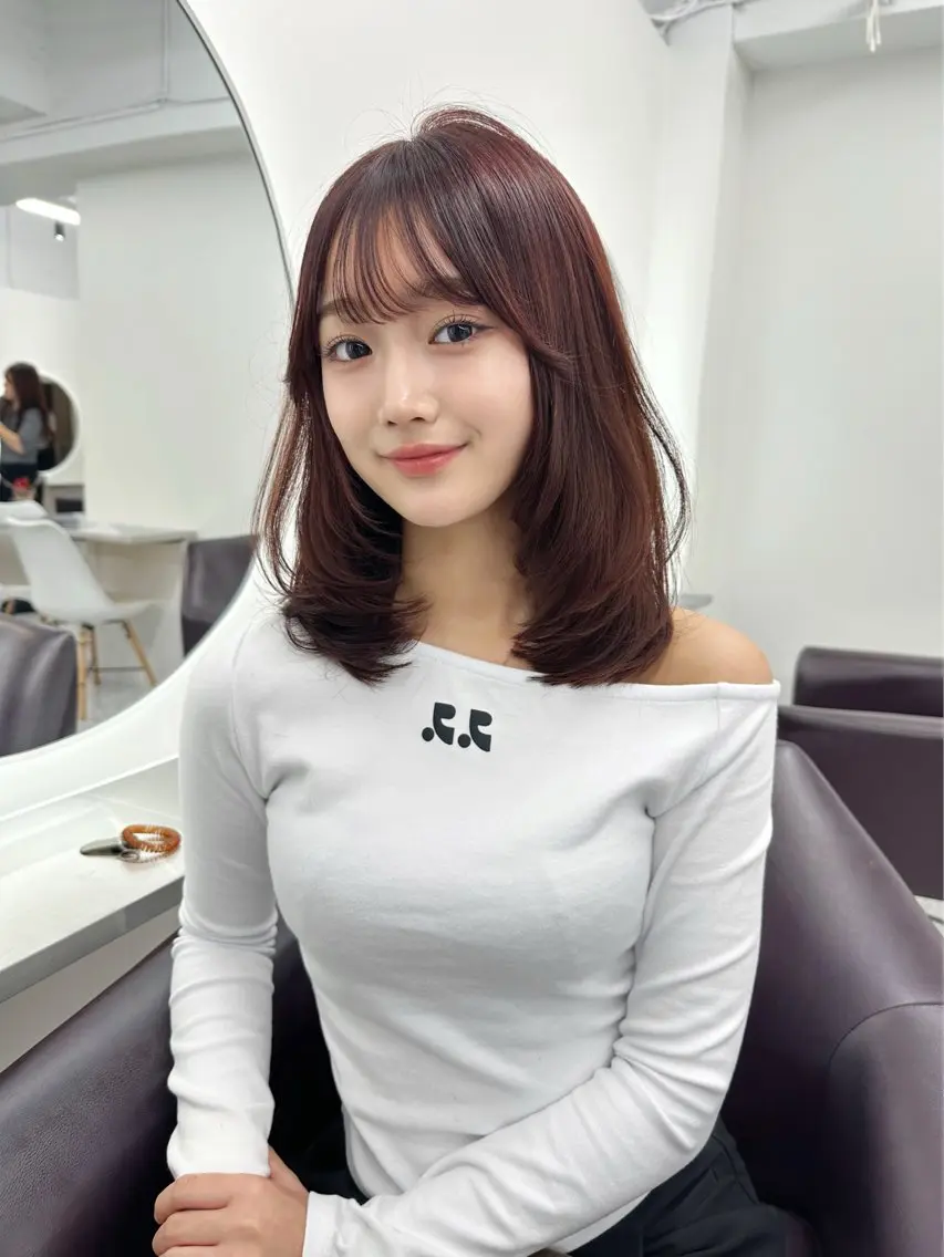 ミディアム ミディアムレイヤー レイヤーカット カット ヘアカラー トリートメント 韓国風レイヤーカット ryotaのヘアスタイル