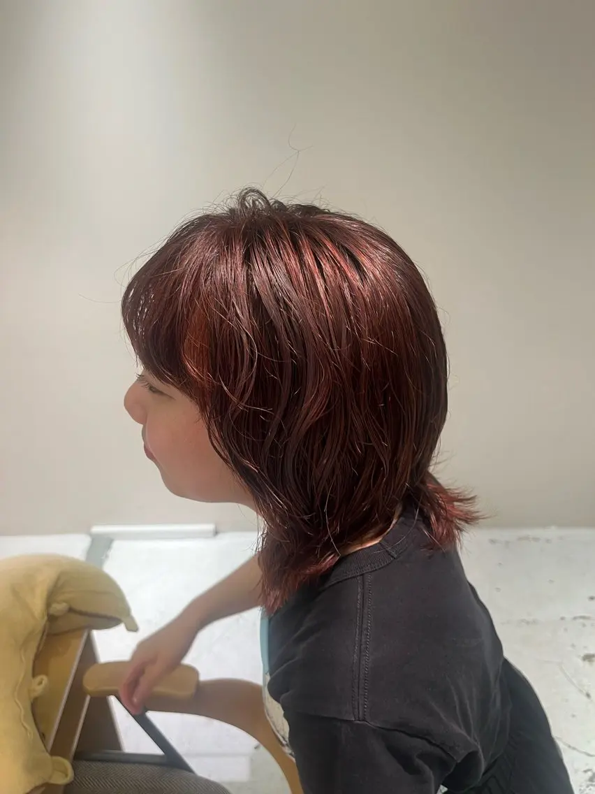 カラー オレンジ レッドカラー 平中 ちひろのヘアスタイル