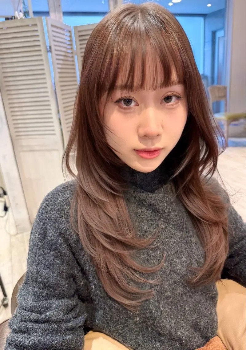 ロング カラー レイヤーカット カット ヘアカラー トリートメント レイヤーカット、 大人可愛い　中村美羅のヘアスタイル