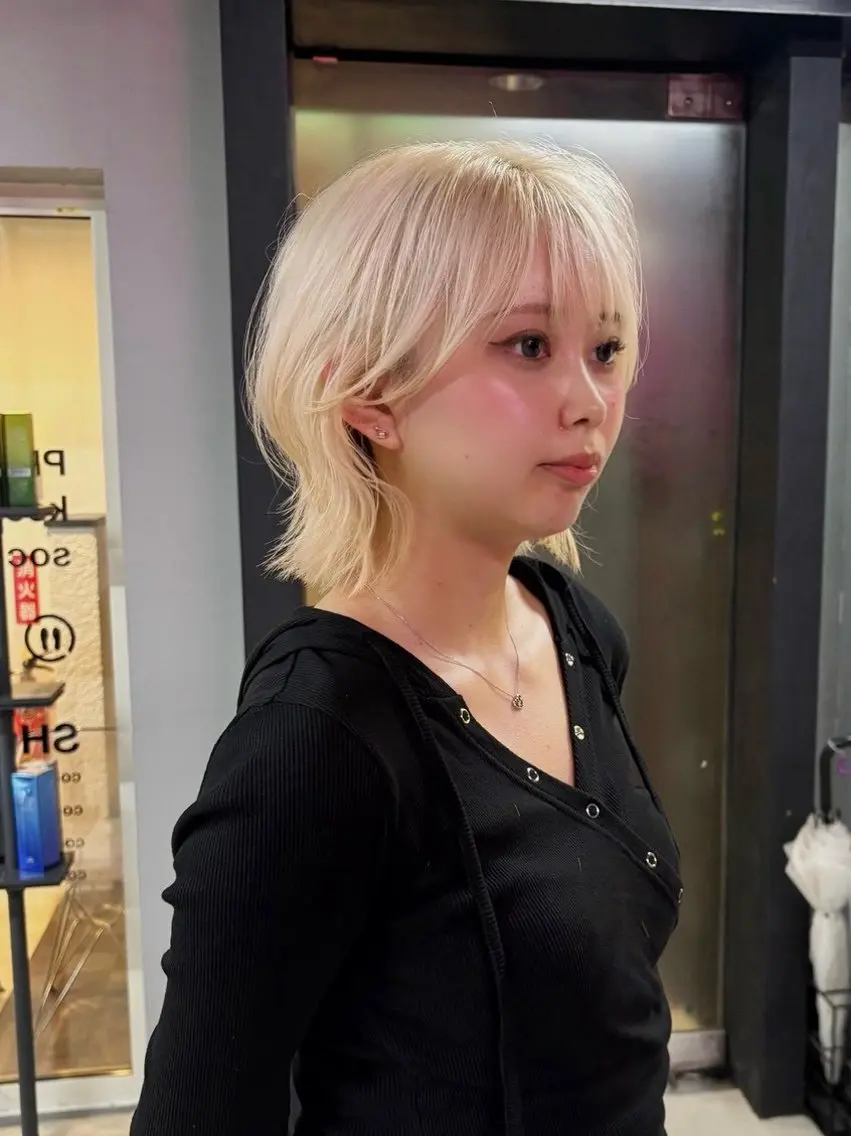 ミディアム カラー ブロンド レイヤーカット カット ヘアカラー 札幌パーマ/ レイヤー/後藤海音のヘアスタイル