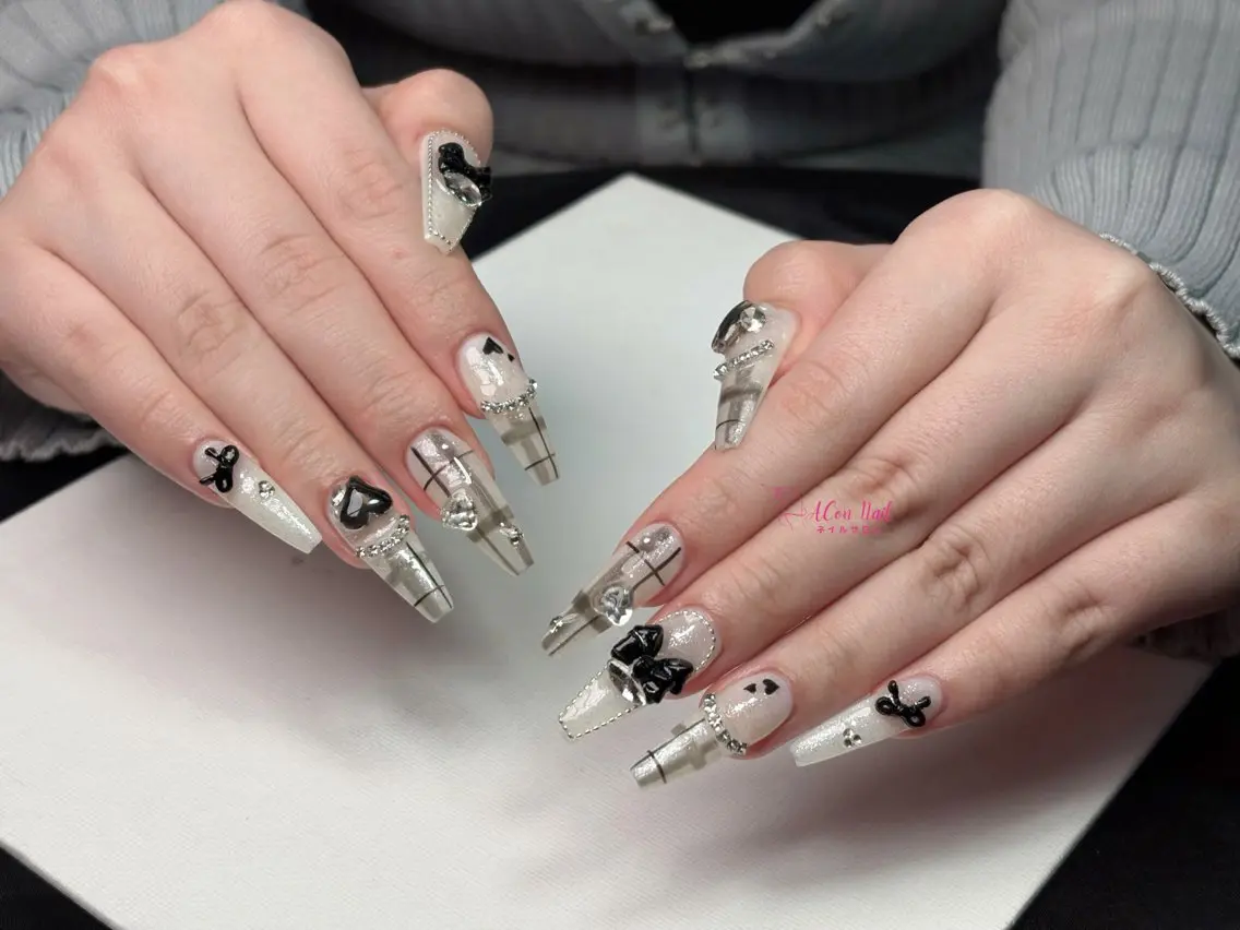 ネイル 桜ネイル 長さ出し フラワーネイル フレンチネイル ジェルネイル ハンドネイル ACon NailSalonのネイルデザイン
