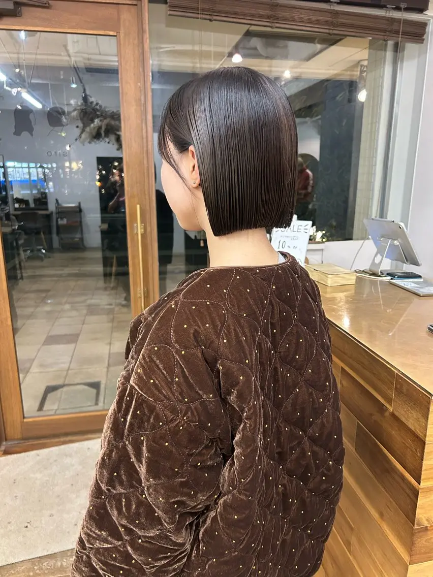 ミディアム 切りっぱなしボブ ボブ 透明感カラー/ボブ/ meruのヘアスタイル
