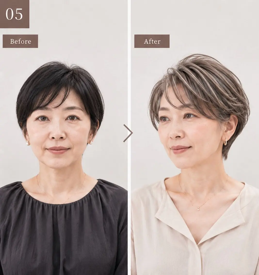 ショート カラー ショートボブ デザインカラー ハイライトカラー ボブ ハイライト カット ヘアカラー 白髪ぼかし×ショート ハイライト×玉山直哉のヘアスタイル