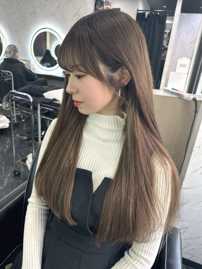 【‎🤍韓国風🎀】ワンカラー＋ダメージケアトリートメント＋前髪カット(お顔周り)🌼💎🌛‧˚の写真