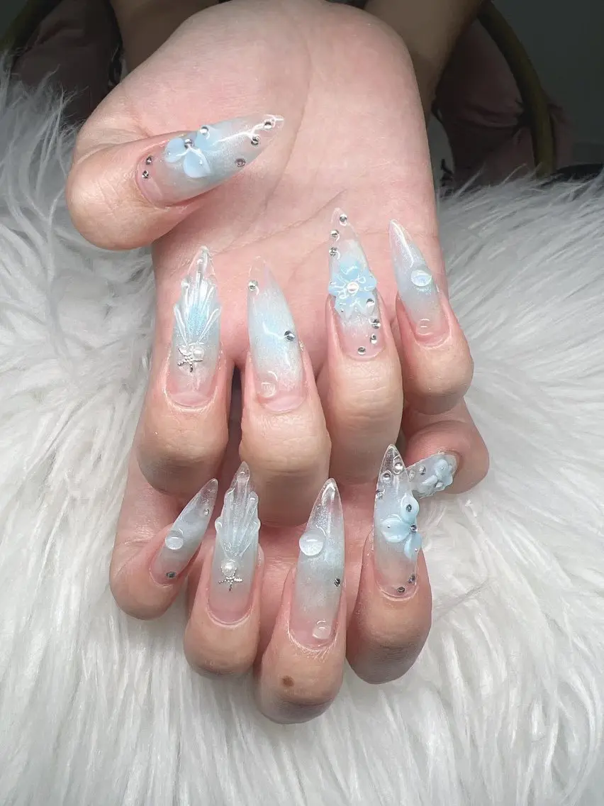 ネイル 長さ出し グラデーション 卒業式 キラキラネイル マグネットネイル ハンドネイル Lee Nailsのネイルデザイン