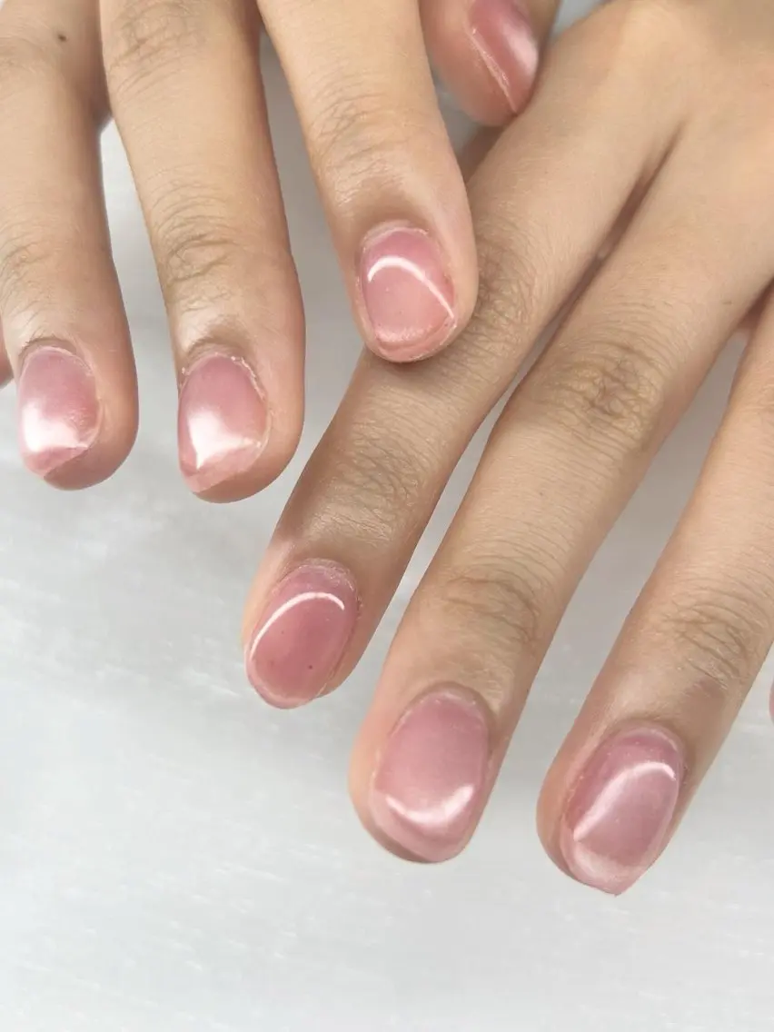 ネイル マグネットネイル ピンク フットネイル eikooc nailのネイルデザイン
