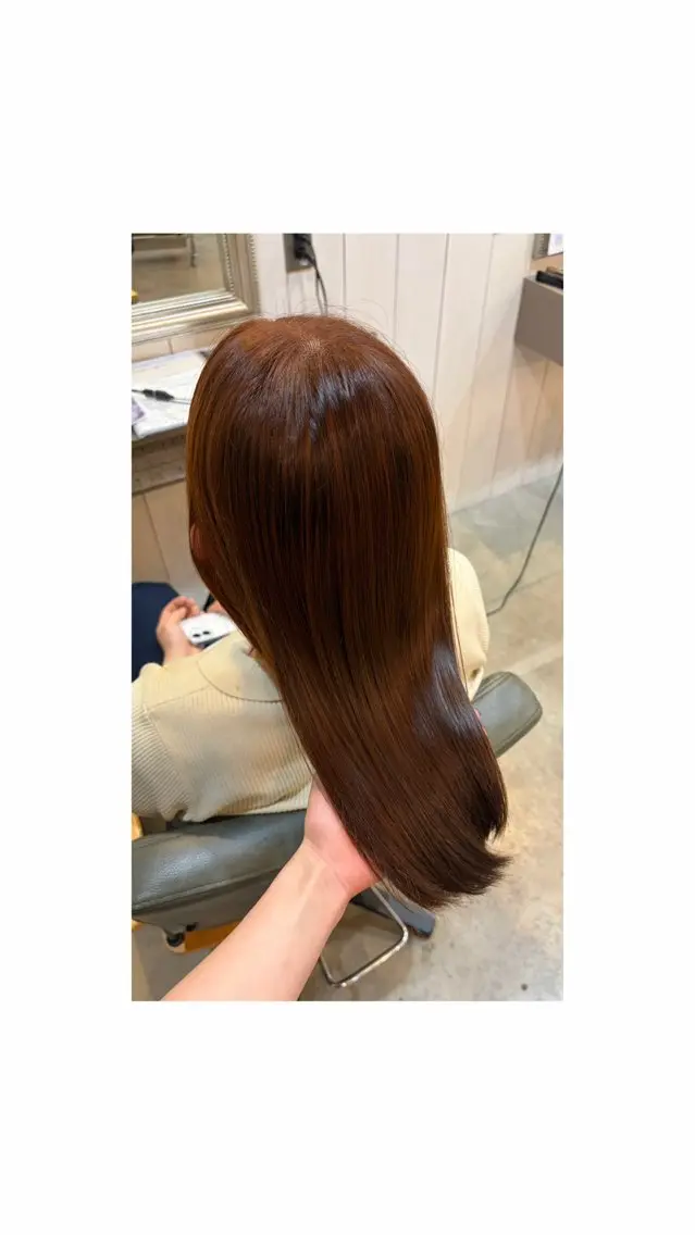 セミロング カラー ブラウンカラー オレンジ オレンジブラウン 楓恋🎀ブリーチ・カ ラーモデル募集中🎀のヘアスタイル