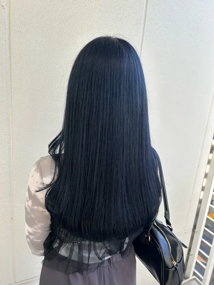 ロング カラー ヘアアレンジ ブルーカラー ネイビーカラー 《暖色/韓国hair 》🇰🇷桑原ユキネのヘアスタイル