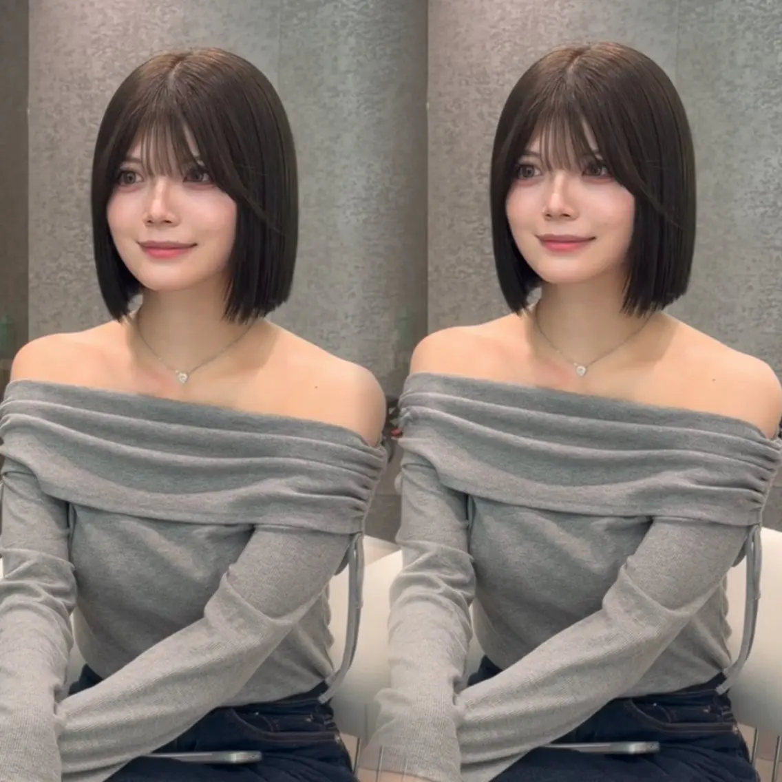 ミディアム カラー ヘアアレンジ カット ヘアカラー 縮毛矯正 ブリーチなしW🎀 髪質改善／はのんのヘアスタイル