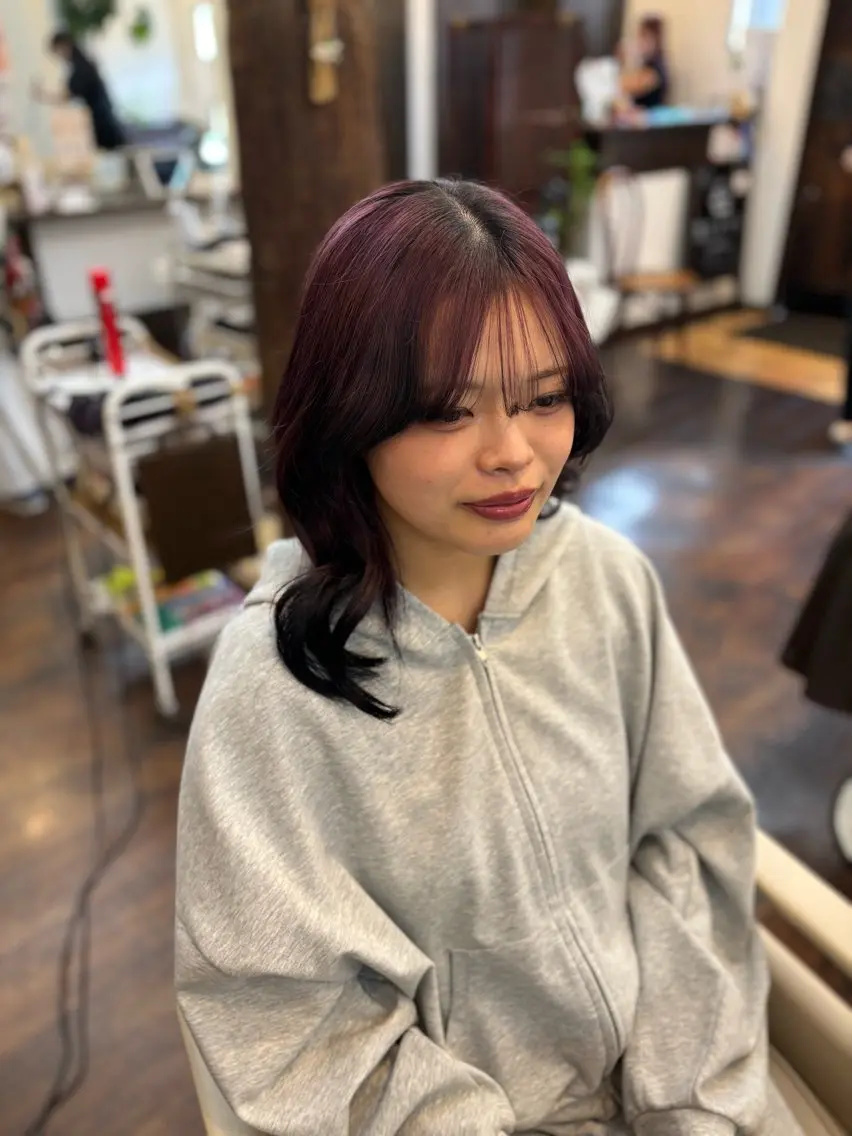 ロング カラー 透明感カラー ピンクカラー バイオレットカラー レイヤーカット 小顔カット ヘアカラー 🌿吉池 朱莉🌿のヘアスタイル